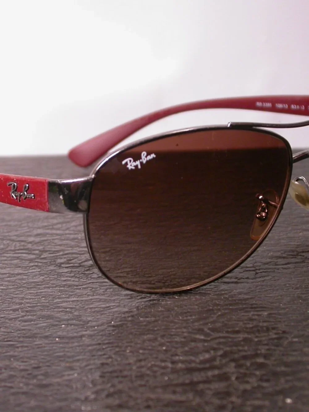 Ray Ban Sporty Red Rubber Chrome Aviator Wrap RB3386 Sunglasses